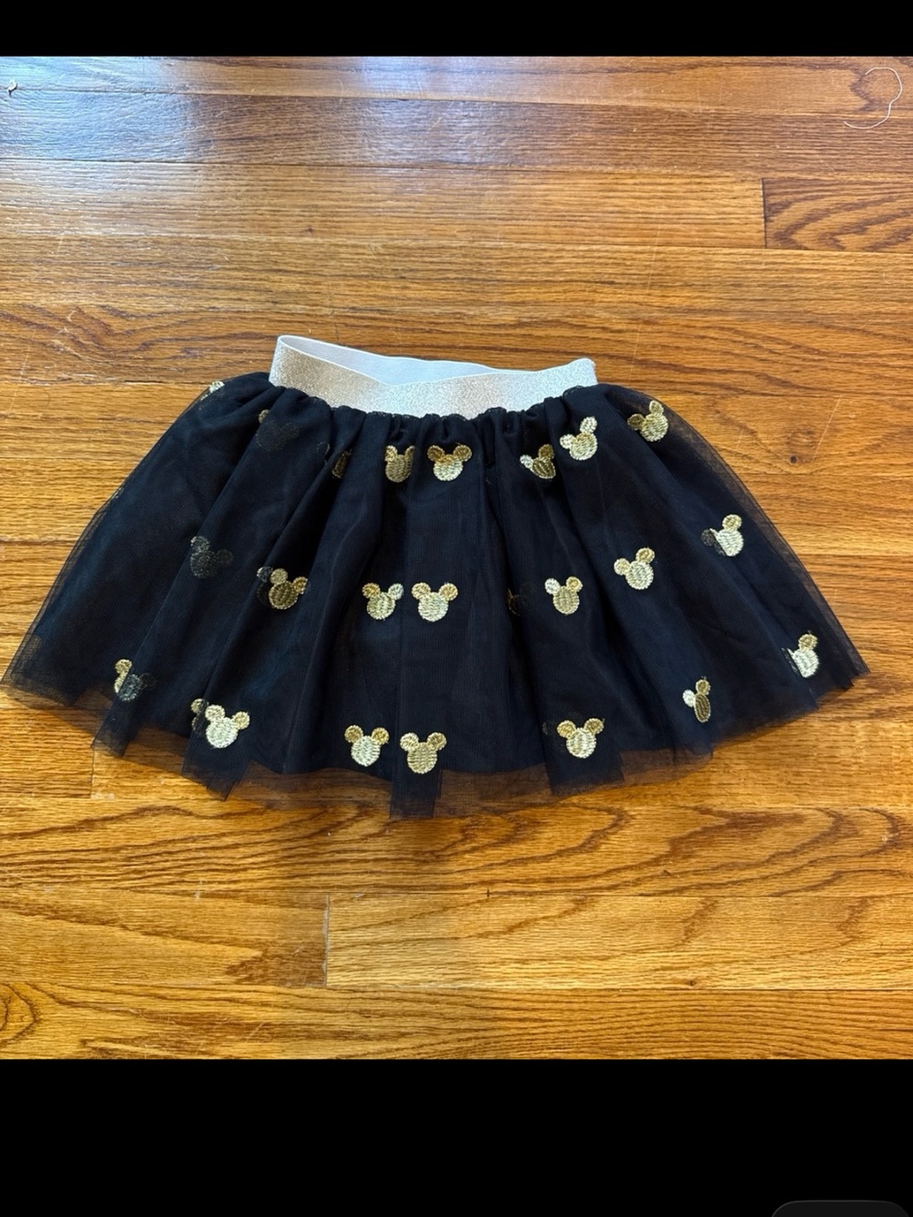 Hanna Andersson Disney Girls Tulle Dress Size 100 3-4Y Black Gold Print